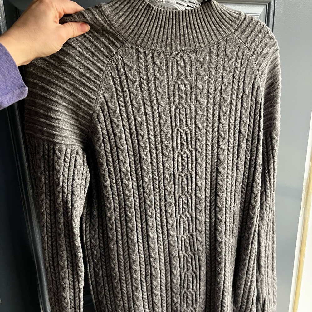 Cyrus Gray Ribbed Sweater with Gold Buttons - Picture 3 of 4